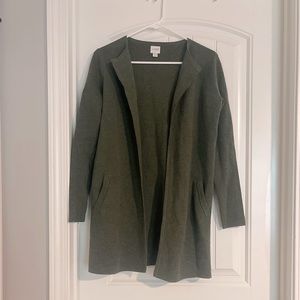 J Crew pea Green Long cardigan